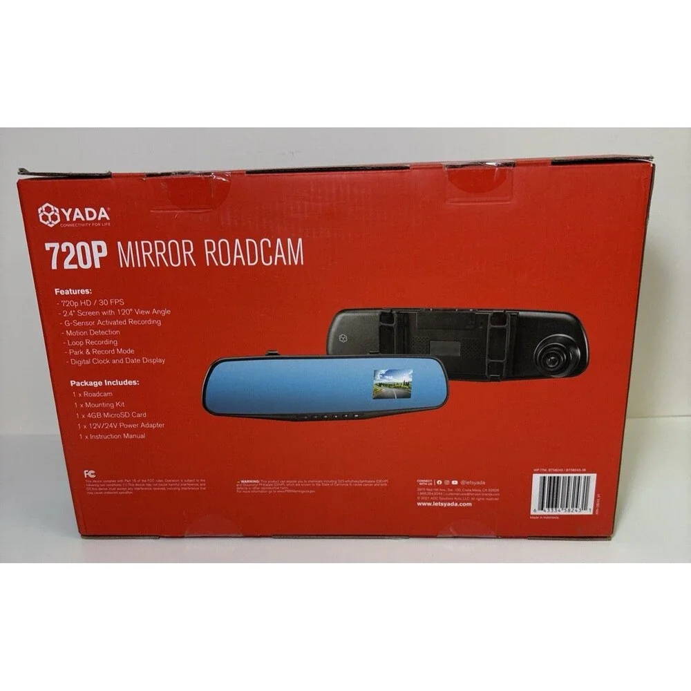 YADA 720p Roadcam Mirror Car Dash Cam BT58243 NEW